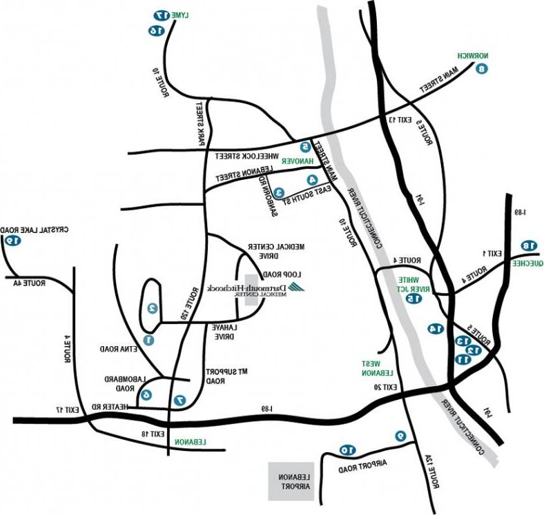 Map of Upper Valley with Rest Easy housing, hotel options